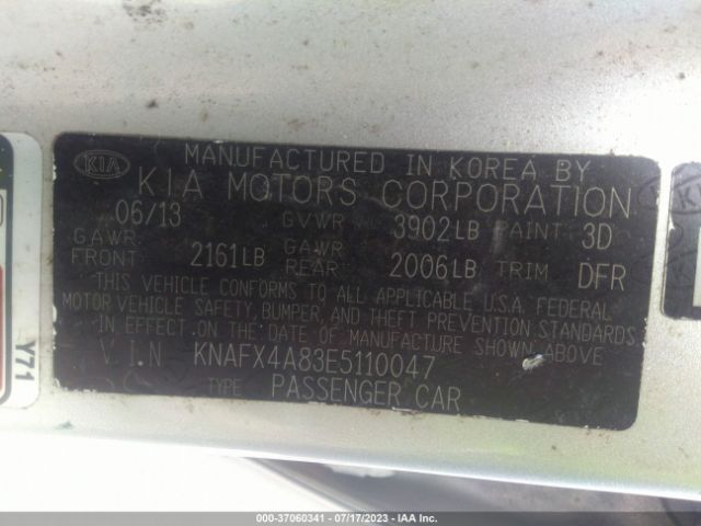 KNAFX4A83E5110047 KIA FORTE EX