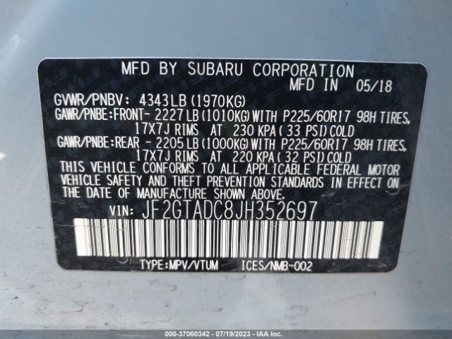JF2GTADC8JH352697 Subaru Crosstrek Premium