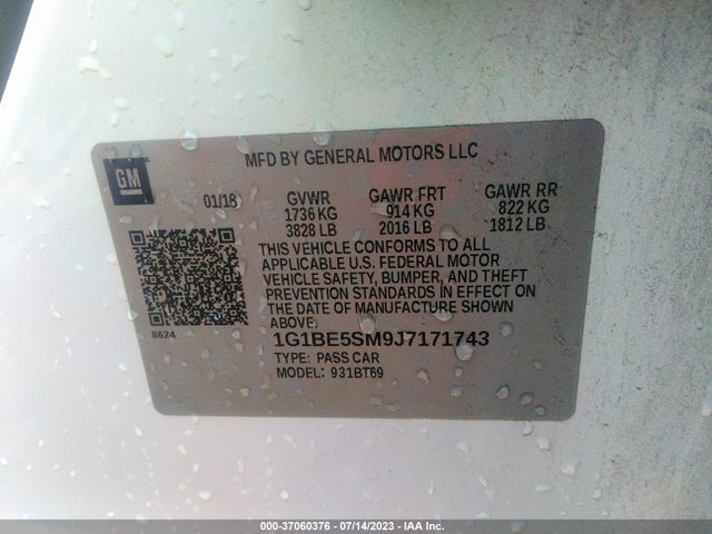 Chevrolet CRUZE LT 2018 1G1BE5SM9J7171743 Image 9