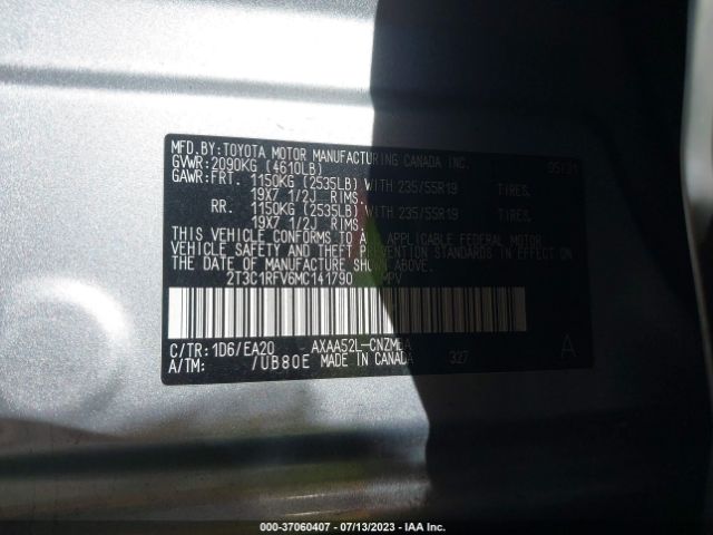 2T3C1RFV6MC141790 Toyota Rav4 Xle Premium