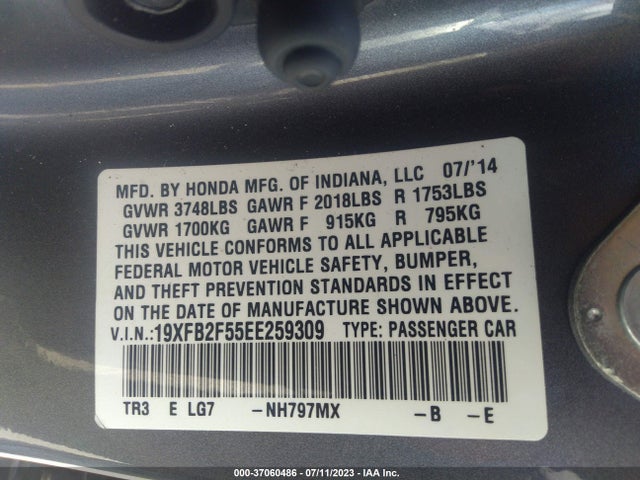 Honda Civic Sedan Lx 2014 19XFB2F55EE259309 Image 15