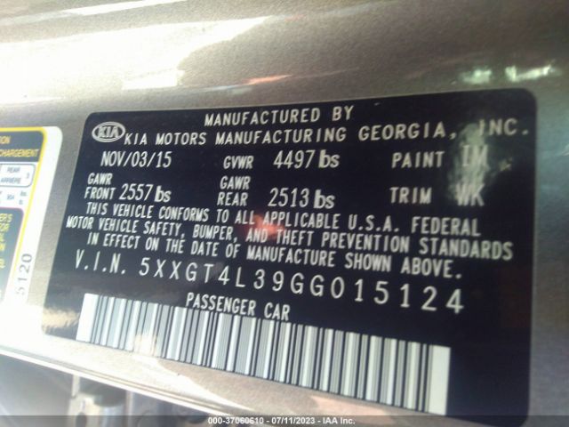 5XXGT4L39GG015124 KIA Optima Lx