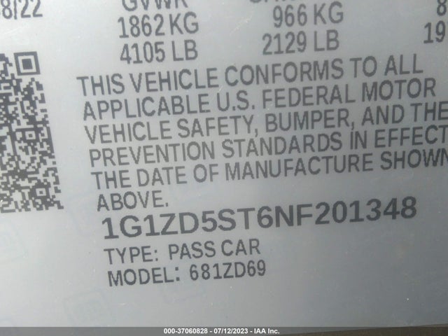 Chevrolet MALIBU LT 2022 1G1ZD5ST6NF201348 Image 9