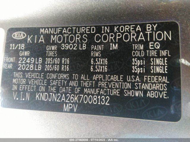 KNDJN2A26K7008132 KIA Soul Base