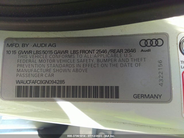WAUCFAFC8GN094285 Audi A6 2.0t Premium