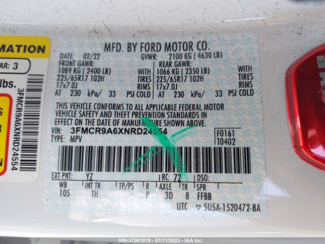 3FMCR9A6XNRD24554 Ford Bronco Sport Base