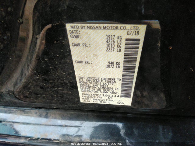 2018 NISSAN ALTIMA 2.5 S VIN: 1N4AL3AP0JC195144
