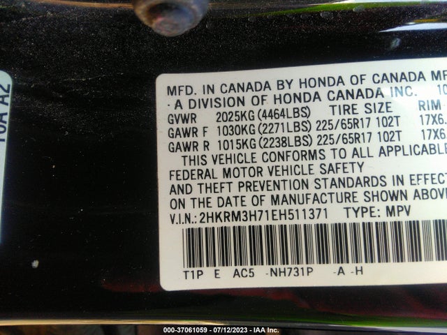 Honda Cr-v Ex-l 2014 2HKRM3H71EH511371 Image 9