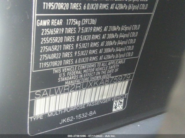 SALWR2RUXKA875979 Land Rover Range Rover Sport Hse Mhev