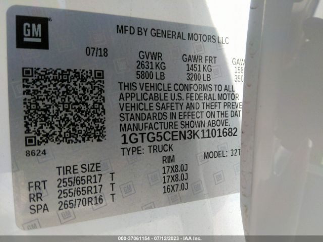 1GTG5CEN3K1101682 GMC Canyon 2wd Sle
