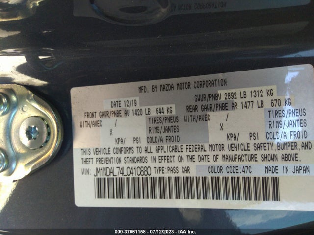 2020 Mazda MX-5 Miata, VIN: JM1NDAL74L0410880