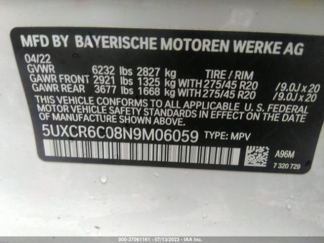 5UXCR6C08N9M06059 BMW X5 Xdrive40i