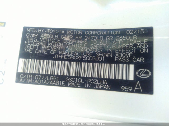 JTHHE5BCXF5005001 Lexus RC 350