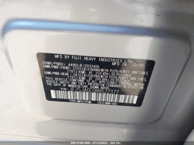 JF2SJAGC0HH522377 Subaru Forester Premium