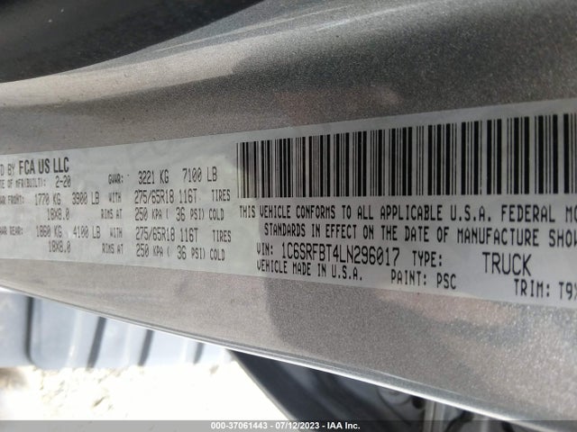 1C6SRFBT4LN296017 RAM 1500 Big Horn