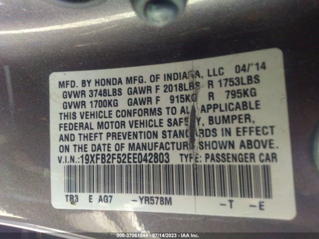 Honda Civic Sedan Lx 2014 19XFB2F52EE042803 Image 15