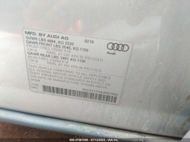 WA1ECCFS6JR027802 Audi Q3 Premium/sport Premium