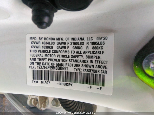 Honda Insight Touring 2021 19XZE4F99ME000291 Image 15