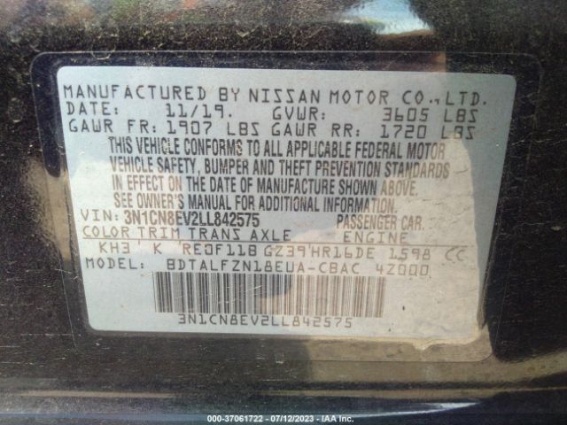 3N1CN8EV2LL842575 Nissan VERSA SV