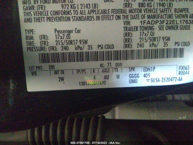 Ford FOCUS SE 2014 1FADP3F22EL176387 Image 10