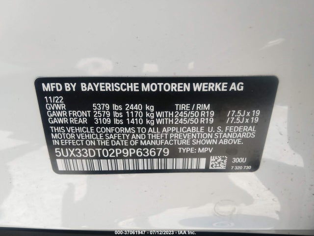 2023 BMW X4, VIN: 5UX33DT02P9P63679