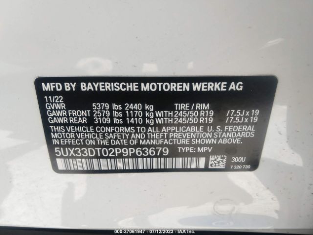 5UX33DT02P9P63679 BMW X4 Xdrive30i