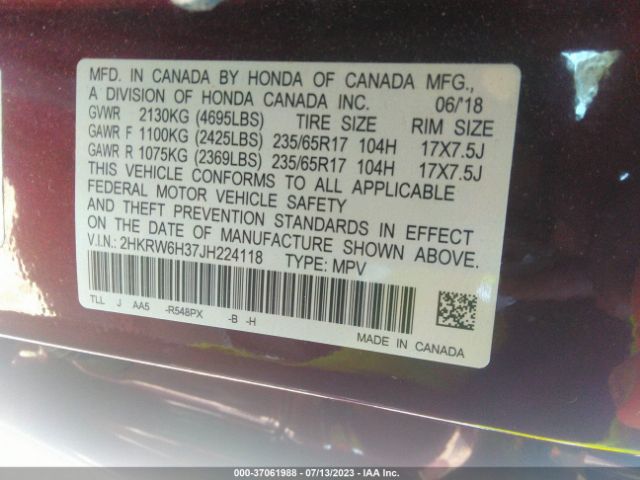 2HKRW6H37JH224118 Honda CR-V LX