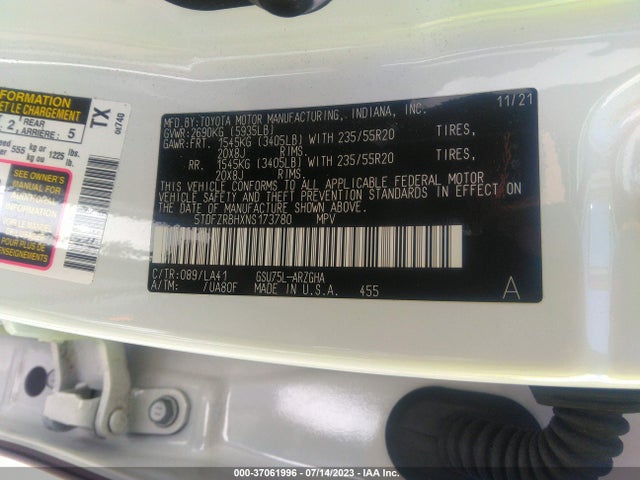 Toyota Highlander Platinum 2022 5TDFZRBHXNS173780 Image 15