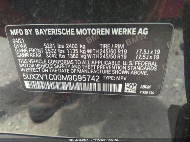 5UX2V1C00M9G95742 BMW X4 Xdrive30i