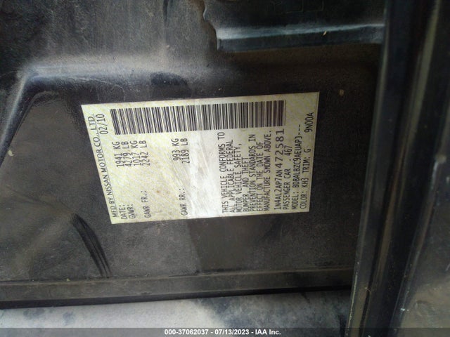2010 NISSAN ALTIMA 2.5 S VIN: 1N4AL2AP7AN472581