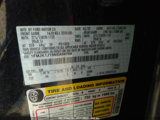 Ford Expedition Max Xlt 2022 1FMJK1JT6NEA04704 Image 15