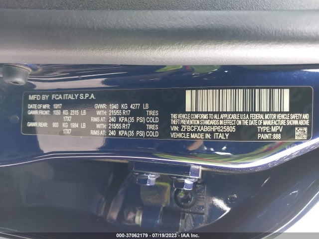 2017 Fiat 500X, VIN: ZFBCFXAB6HP625805