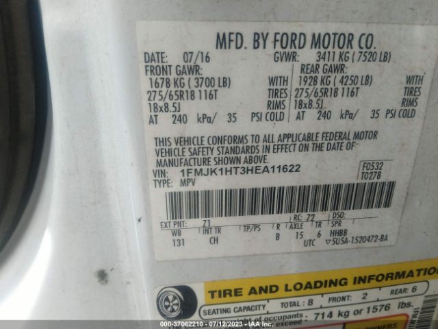 1FMJK1HT3HEA11622 Ford Expedition El Xlt/king Ranch