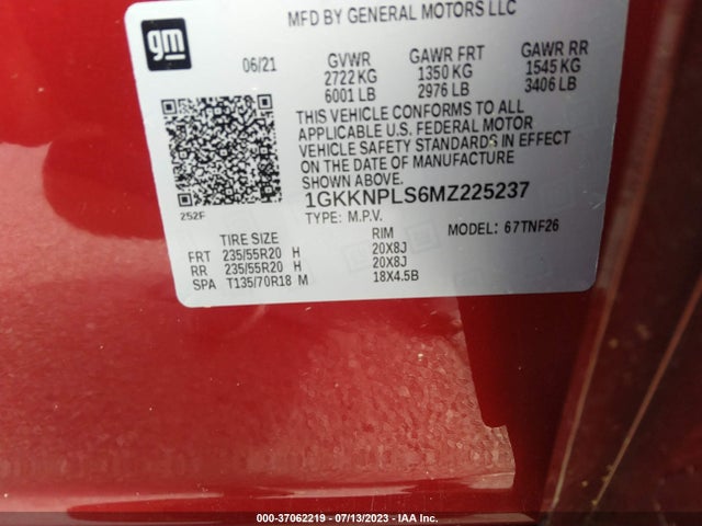 2021 GMC ACADIA DENALI VIN: 1GKKNPLS6MZ225237