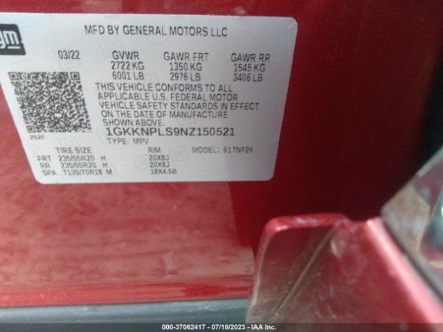 1GKKNPLS9NZ150521 GMC Acadia Denali