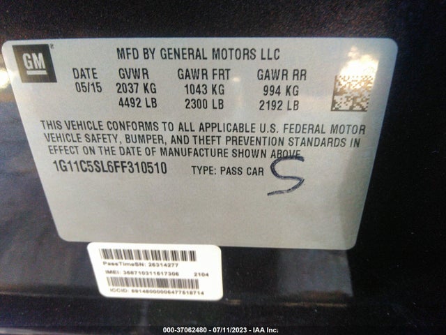 Chevrolet MALIBU LT 2015 1G11C5SL6FF310510 Image 9