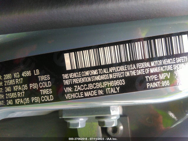 ZACCJBCB6JPH69603 Jeep Renegade Trailhawk