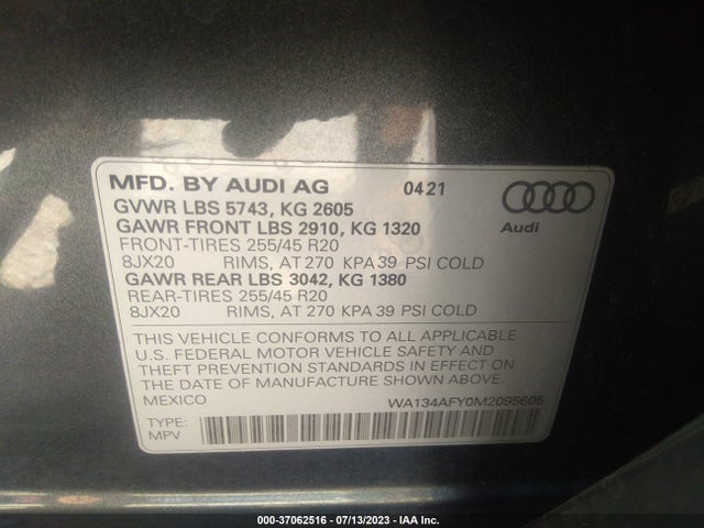 2021 Audi SQ5, VIN: WA134AFY0M2095605