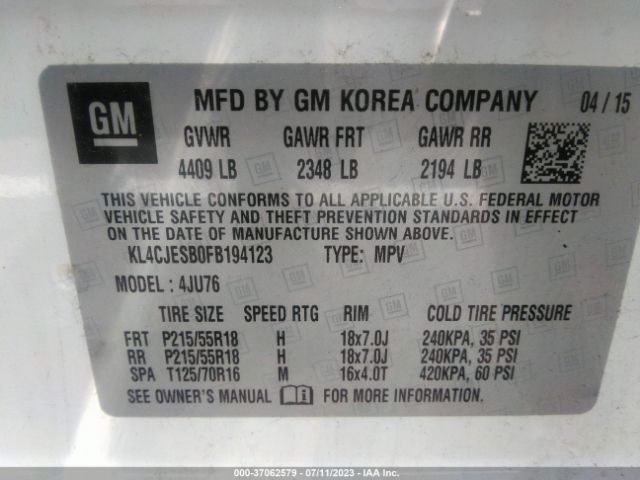 KL4CJESB0FB194123 Buick Encore