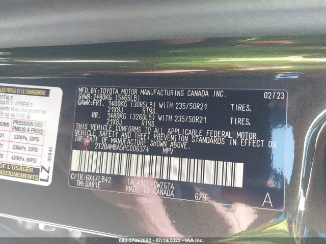 2023 Lexus RX, VIN: 2T2BAMBA5PC006374