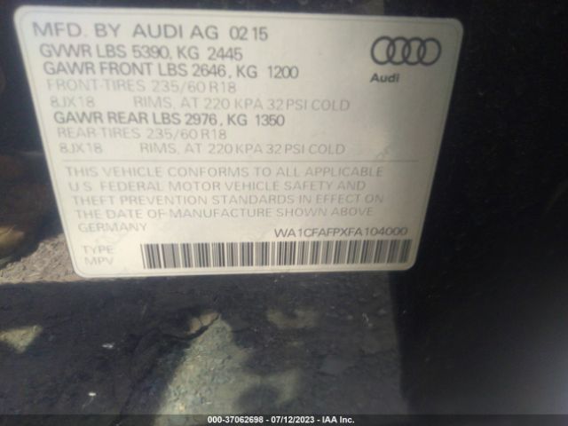 WA1CFAFPXFA104000 Audi Q5 PREMIUM