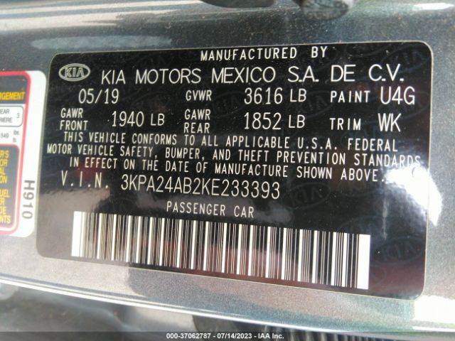 3KPA24AB2KE233393 KIA RIO S
