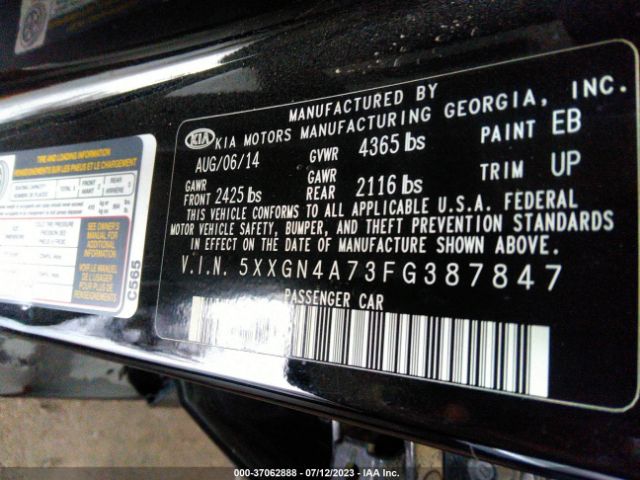 5XXGN4A73FG387847 KIA OPTIMA EX