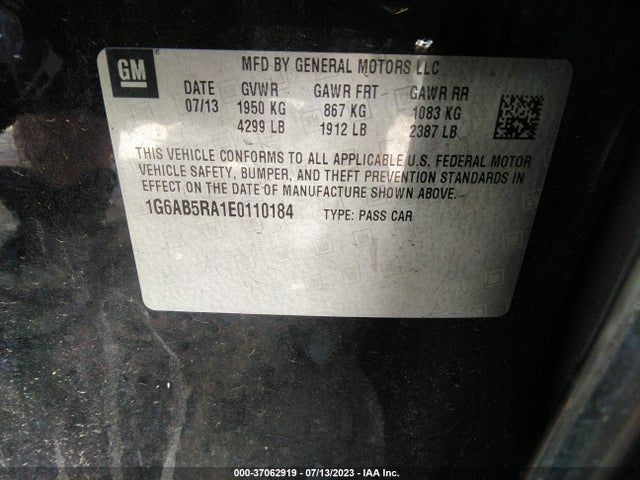 1G6AB5RA1E0110184 Cadillac Ats Luxury Rwd