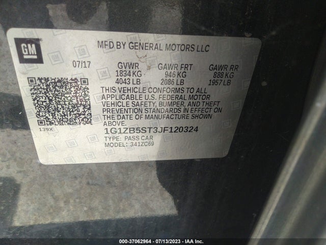 2018 CHEVROLET MALIBU LS VIN: 1G1ZB5ST3JF120324