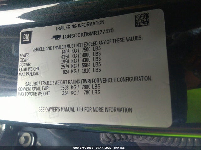Chevrolet Suburban Lt 2021 1GNSCCKD6MR177470 Image 9