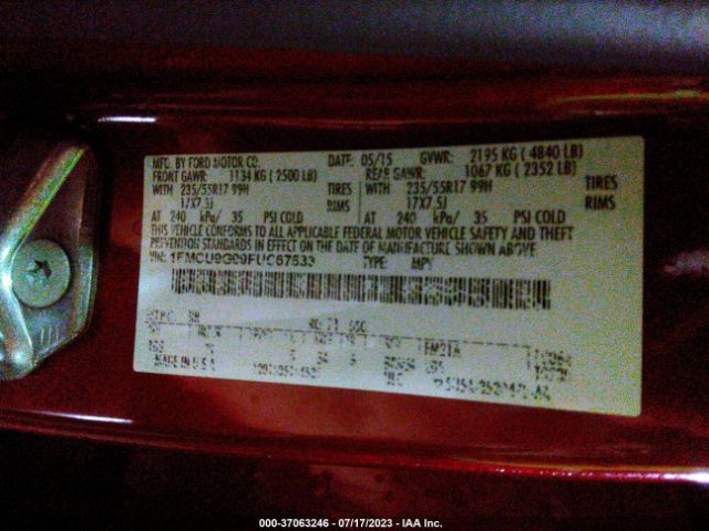 1FMCU9G99FUC67533 Ford ESCAPE SE