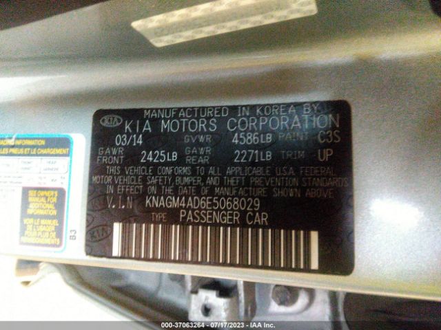 KNAGM4AD6E5068029 KIA Optima Hybrid Lx