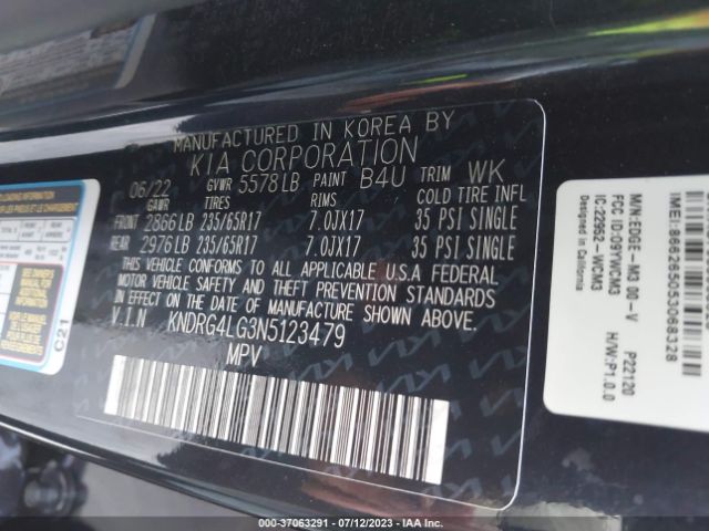 KNDRG4LG3N5123479 KIA Sorento Hybrid S