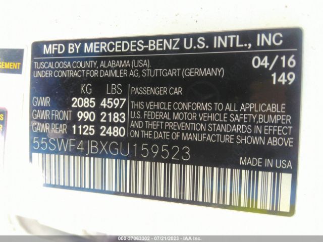 55SWF4JBXGU159523 Mercedes-Benz C-class C 300